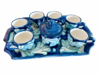 Vietrese tray with cups Baocco decoration by www.ceramicavietrese.it